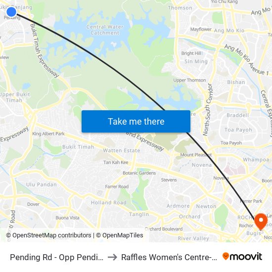 Pending Rd - Opp Pending Stn (44221) to Raffles Women's Centre-Raffles Hospital map