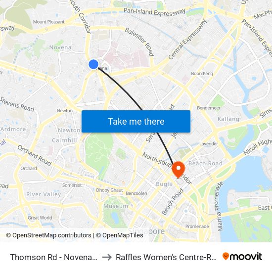 Thomson Rd - Novena Stn (50038) to Raffles Women's Centre-Raffles Hospital map