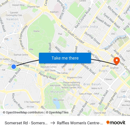 Somerset Rd - Somerset Stn (08121) to Raffles Women's Centre-Raffles Hospital map