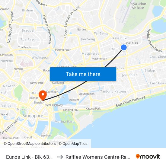 Eunos Link - Blk 637 (71091) to Raffles Women's Centre-Raffles Hospital map