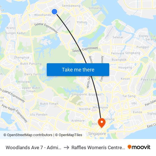 Woodlands Ave 7 - Admiralty Stn (46779) to Raffles Women's Centre-Raffles Hospital map