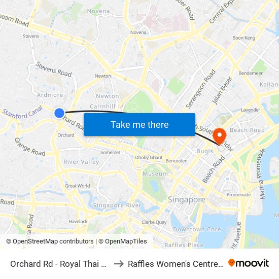 Orchard Rd - Royal Thai Embassy (09179) to Raffles Women's Centre-Raffles Hospital map