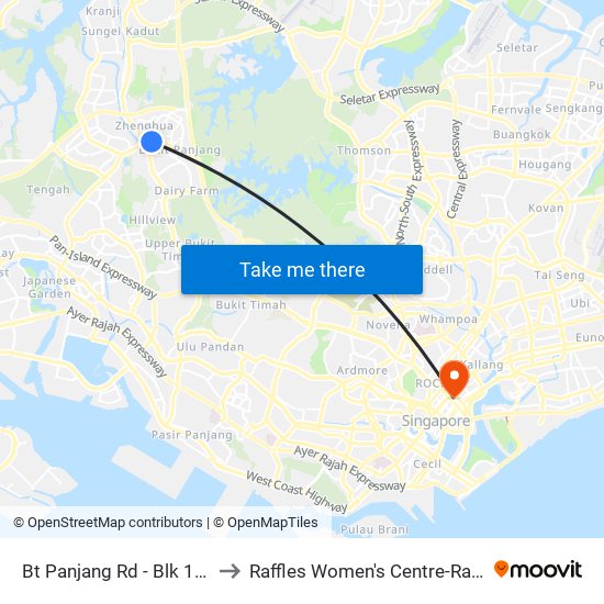 Bt Panjang Rd - Blk 183 (44259) to Raffles Women's Centre-Raffles Hospital map