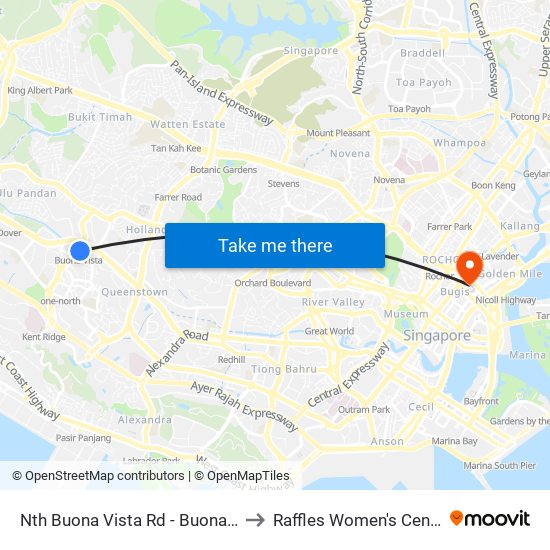 Nth Buona Vista Rd - Buona Vista Stn Exit D (11369) to Raffles Women's Centre-Raffles Hospital map