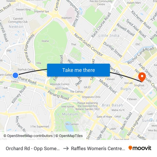 Orchard Rd - Opp Somerset Stn (09038) to Raffles Women's Centre-Raffles Hospital map