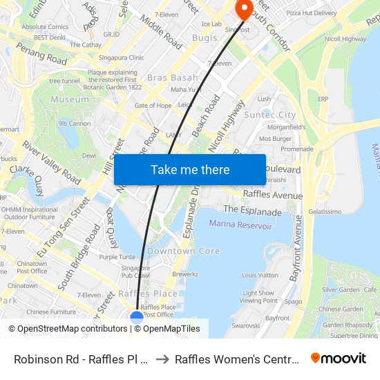 Robinson Rd - Raffles Pl Stn Exit F (03031) to Raffles Women's Centre-Raffles Hospital map