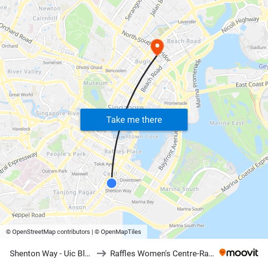 Shenton Way - Uic Bldg (03129) to Raffles Women's Centre-Raffles Hospital map