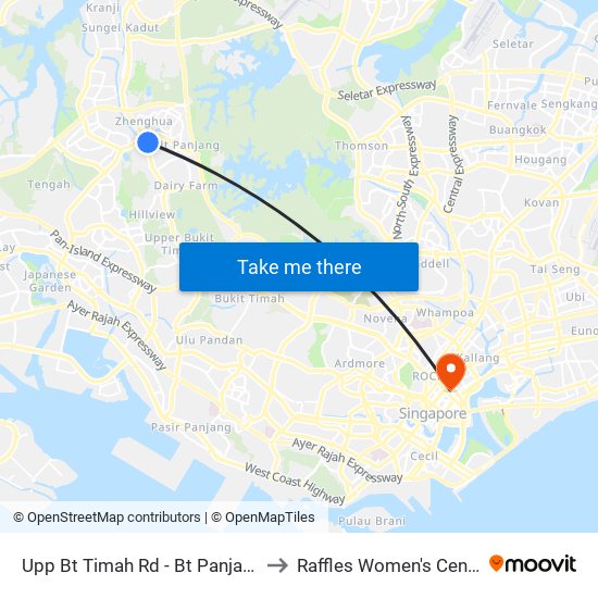 Upp Bt Timah Rd - Bt Panjang Stn Exit A/Lrt (44029) to Raffles Women's Centre-Raffles Hospital map