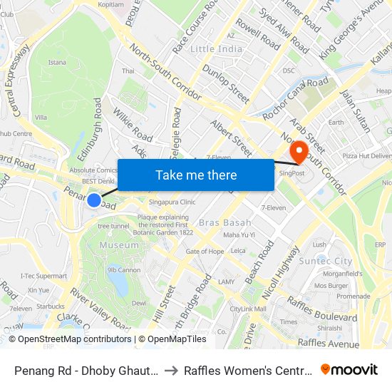 Penang Rd - Dhoby Ghaut Stn Exit B (08031) to Raffles Women's Centre-Raffles Hospital map