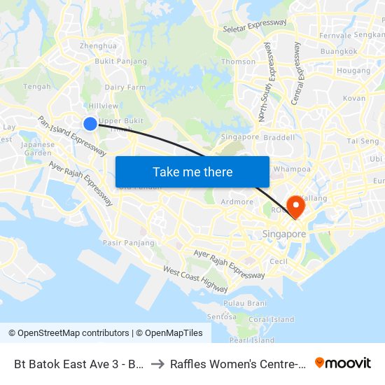 Bt Batok East Ave 3 - Blk 283 (43189) to Raffles Women's Centre-Raffles Hospital map