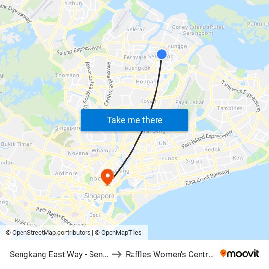 Sengkang East Way - Sengkang Stn (67409) to Raffles Women's Centre-Raffles Hospital map