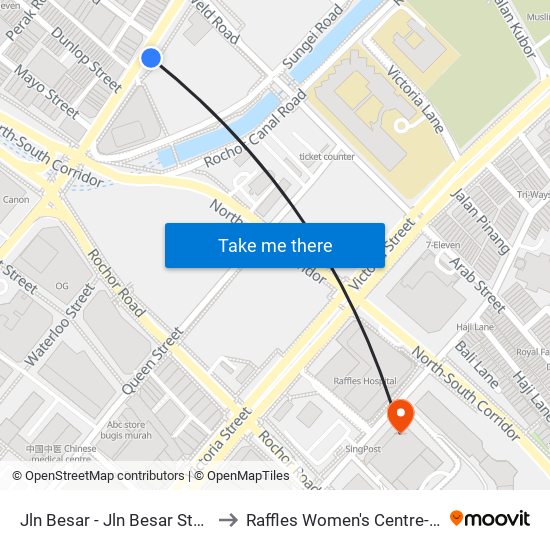 Jln Besar - Jln Besar Stn Exit A (07529) to Raffles Women's Centre-Raffles Hospital map