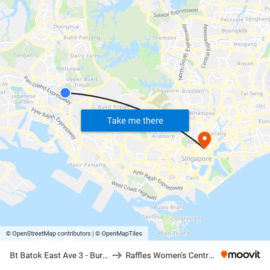 Bt Batok East Ave 3 - Burgundy Hill (42319) to Raffles Women's Centre-Raffles Hospital map