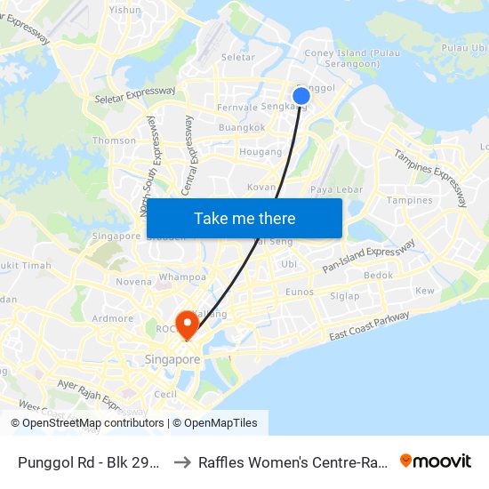 Punggol Rd - Blk 298a (65061) to Raffles Women's Centre-Raffles Hospital map