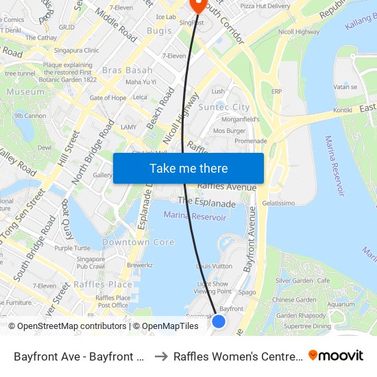 Bayfront Ave - Bayfront Stn Exit A (03519) to Raffles Women's Centre-Raffles Hospital map