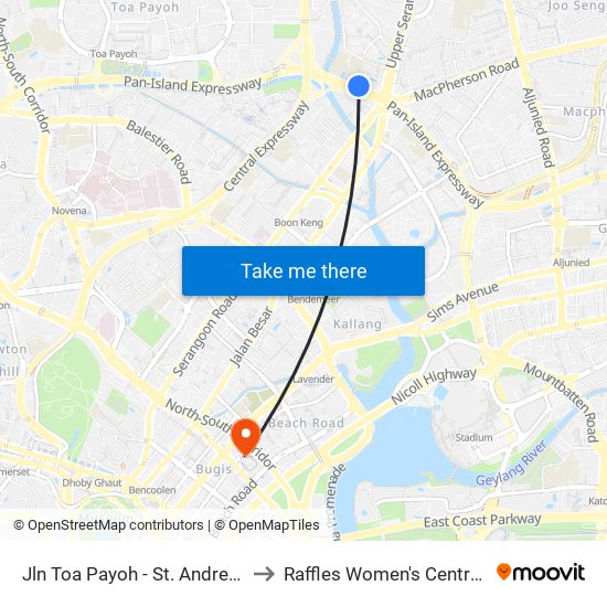 Jln Toa Payoh - St. Andrew's Village (60081) to Raffles Women's Centre-Raffles Hospital map