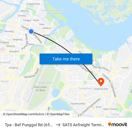 Tpe -  Bef Punggol Rd (65191) to SATS Airfreight Terminal 3 map