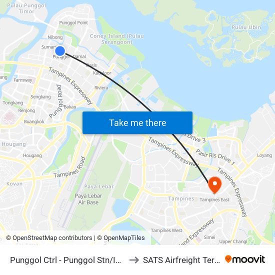 Punggol Ctrl - Punggol Stn/Int (65259) to SATS Airfreight Terminal 3 map