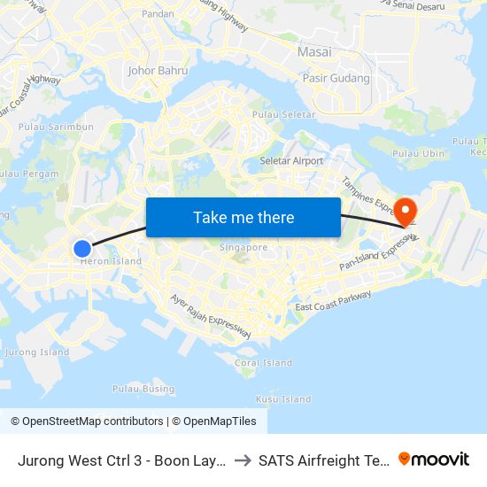 Jurong West Ctrl 3 - Boon Lay Int (22009) to SATS Airfreight Terminal 3 map