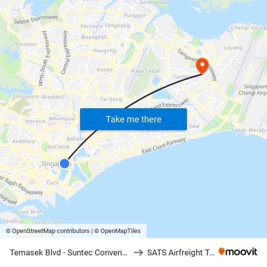 Temasek Blvd - Suntec Convention Ctr (02151) to SATS Airfreight Terminal 3 map