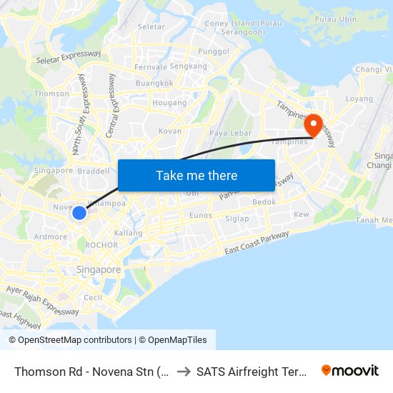 Thomson Rd - Novena Stn (50038) to SATS Airfreight Terminal 3 map