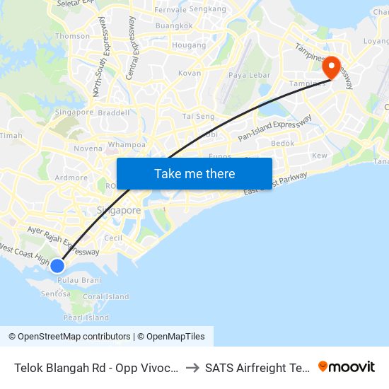 Telok Blangah Rd - Opp Vivocity (14119) to SATS Airfreight Terminal 3 map