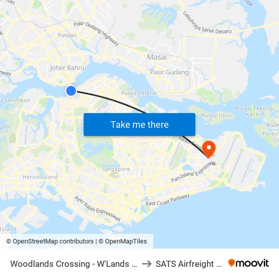 Woodlands Crossing - W'Lands Checkpt (46109) to SATS Airfreight Terminal 3 map