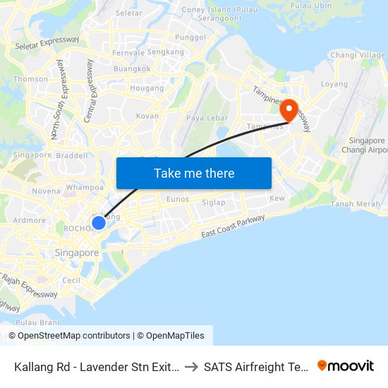 Kallang Rd - Lavender Stn Exit B (01311) to SATS Airfreight Terminal 3 map