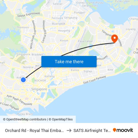 Orchard Rd - Royal Thai Embassy (09179) to SATS Airfreight Terminal 3 map