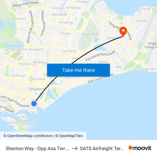 Shenton Way - Opp Axa Twr (03217) to SATS Airfreight Terminal 3 map