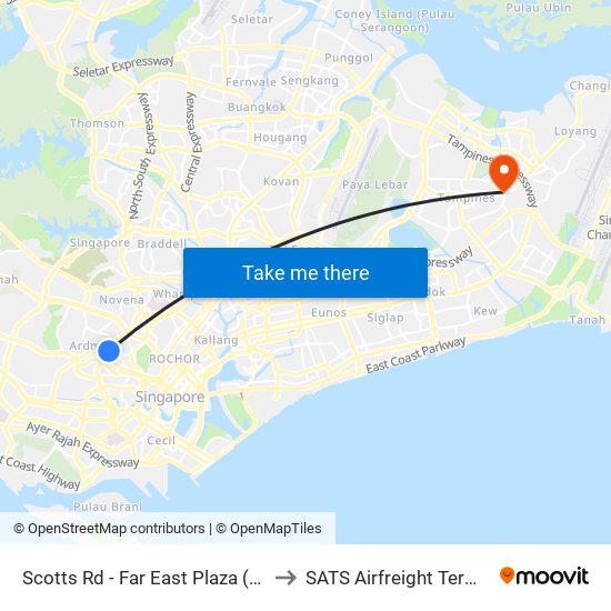 Scotts Rd - Far East Plaza (09219) to SATS Airfreight Terminal 3 map