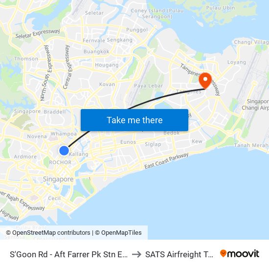 S'Goon Rd - Aft Farrer Pk Stn Exit G (07211) to SATS Airfreight Terminal 3 map