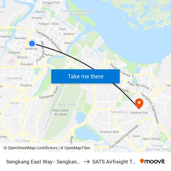 Sengkang East Way - Sengkang Stn (67409) to SATS Airfreight Terminal 3 map