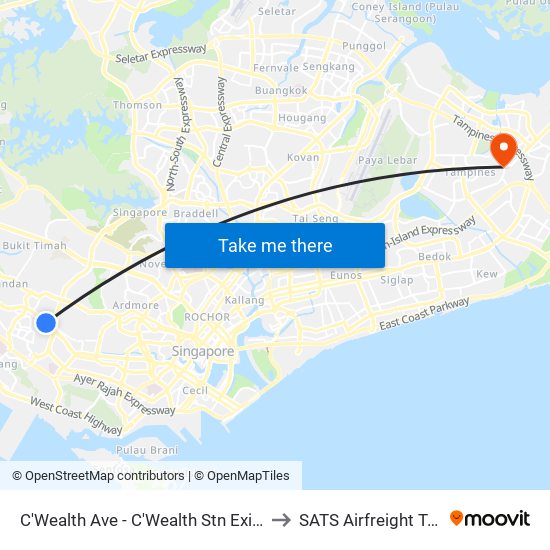 C'Wealth Ave - C'Wealth Stn Exit B/C (11169) to SATS Airfreight Terminal 3 map