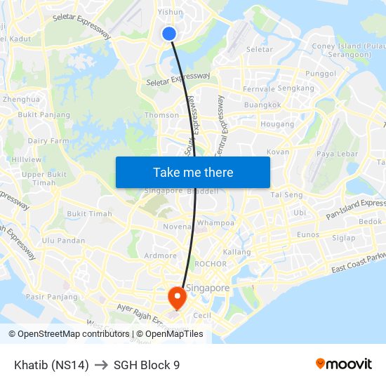 Khatib (NS14) to SGH Block 9 map