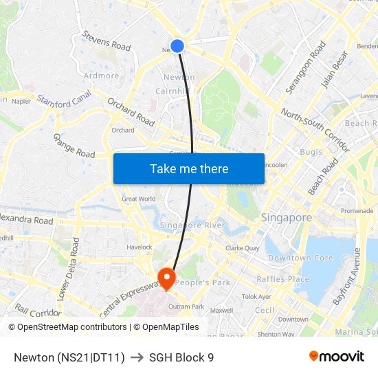 Newton (NS21|DT11) to SGH Block 9 map