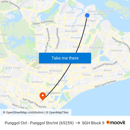 Punggol Ctrl - Punggol Stn/Int (65259) to SGH Block 9 map