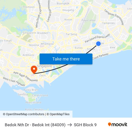 Bedok Nth Dr - Bedok Int (84009) to SGH Block 9 map