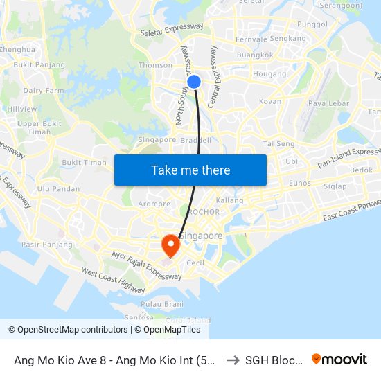 Ang Mo Kio Ave 8 - Ang Mo Kio Int (54009) to SGH Block 9 map