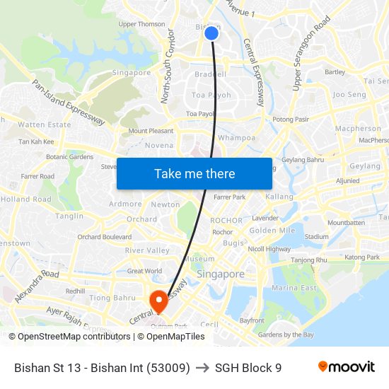 Bishan St 13 - Bishan Int (53009) to SGH Block 9 map