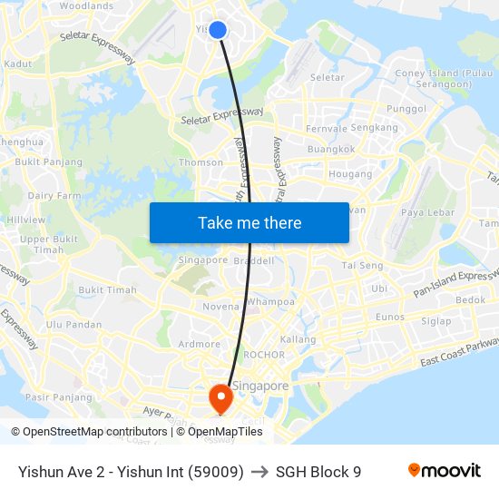 Yishun Ave 2 - Yishun Int (59009) to SGH Block 9 map