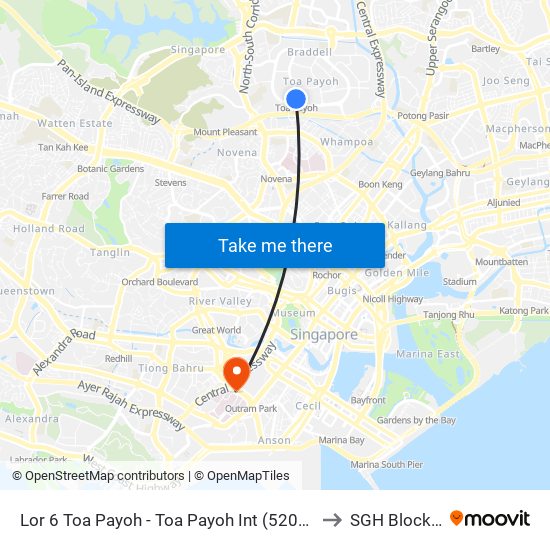 Lor 6 Toa Payoh - Toa Payoh Int (52009) to SGH Block 9 map