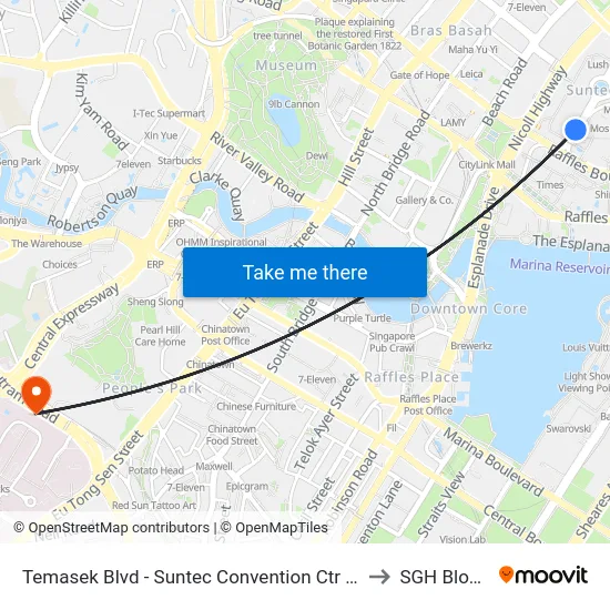 Temasek Blvd - Suntec Convention Ctr (02151) to SGH Block 9 map
