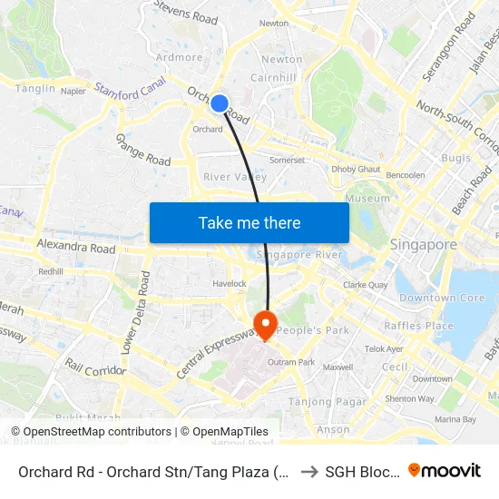 Orchard Rd - Orchard Stn/Tang Plaza (09047) to SGH Block 9 map