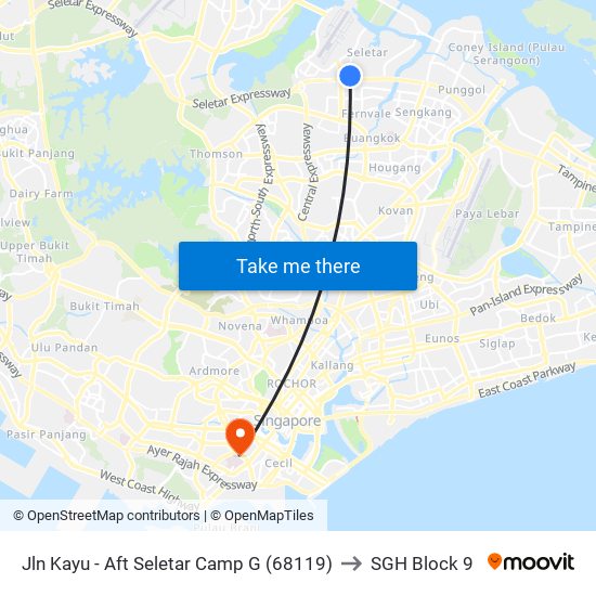 Jln Kayu - Aft Seletar Camp G (68119) to SGH Block 9 map