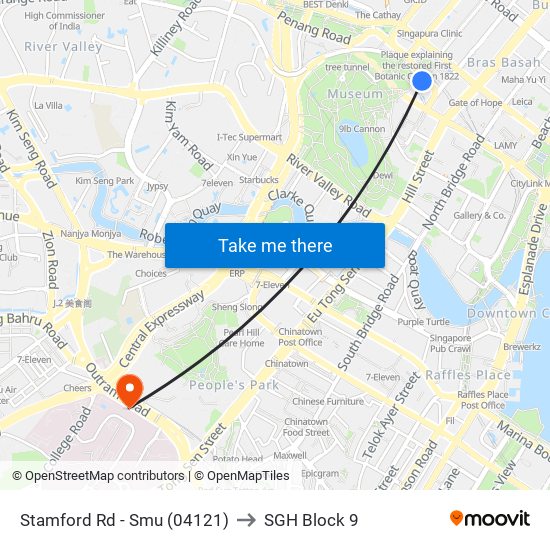 Stamford Rd - Smu (04121) to SGH Block 9 map