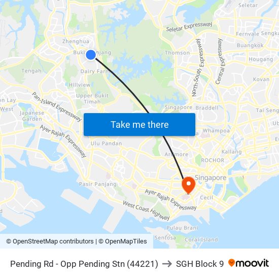 Pending Rd - Opp Pending Stn (44221) to SGH Block 9 map