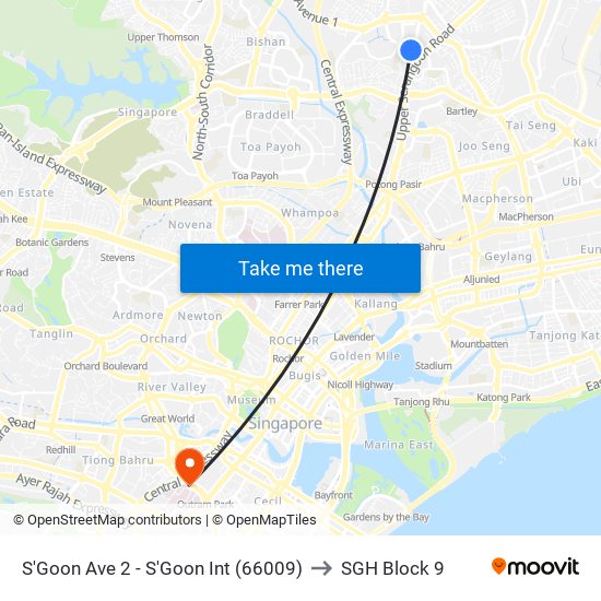 S'Goon Ave 2 - S'Goon Int (66009) to SGH Block 9 map