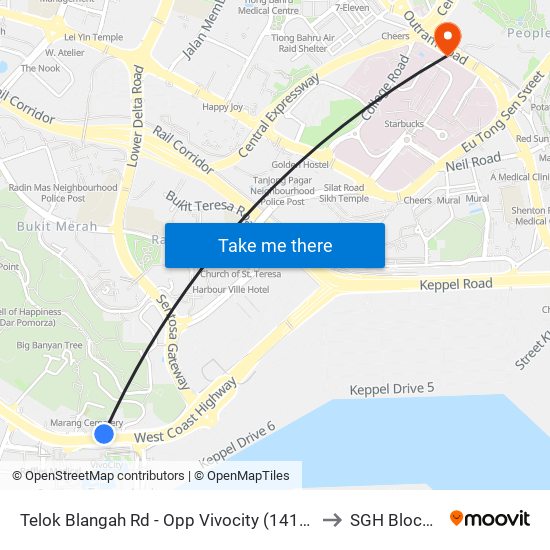 Telok Blangah Rd - Opp Vivocity (14119) to SGH Block 9 map