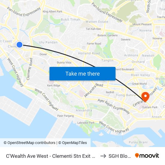 C'Wealth Ave West - Clementi Stn Exit A (17171) to SGH Block 9 map